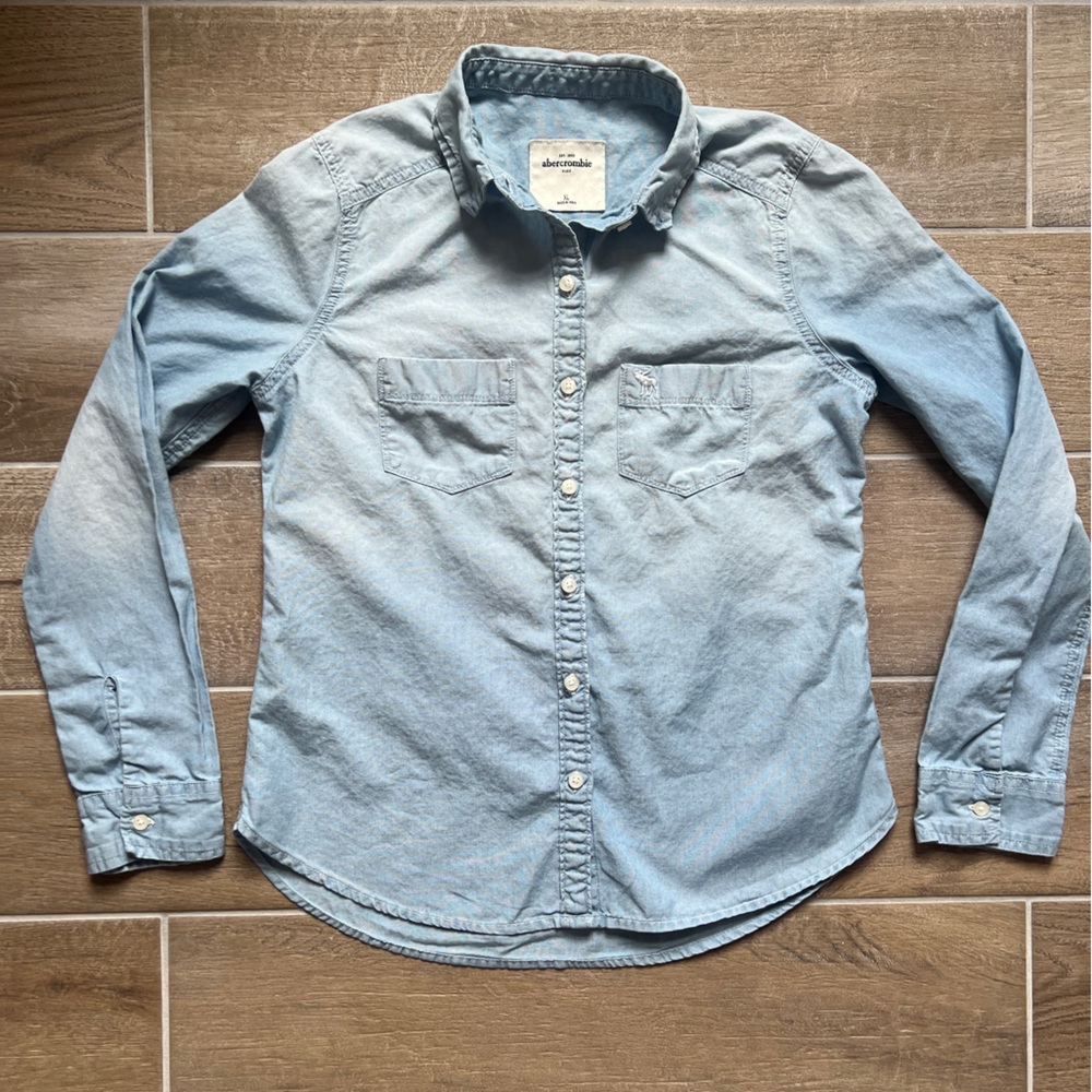 Abercrombie Kids Girls Chambray Buttoned Shirt Sz XL